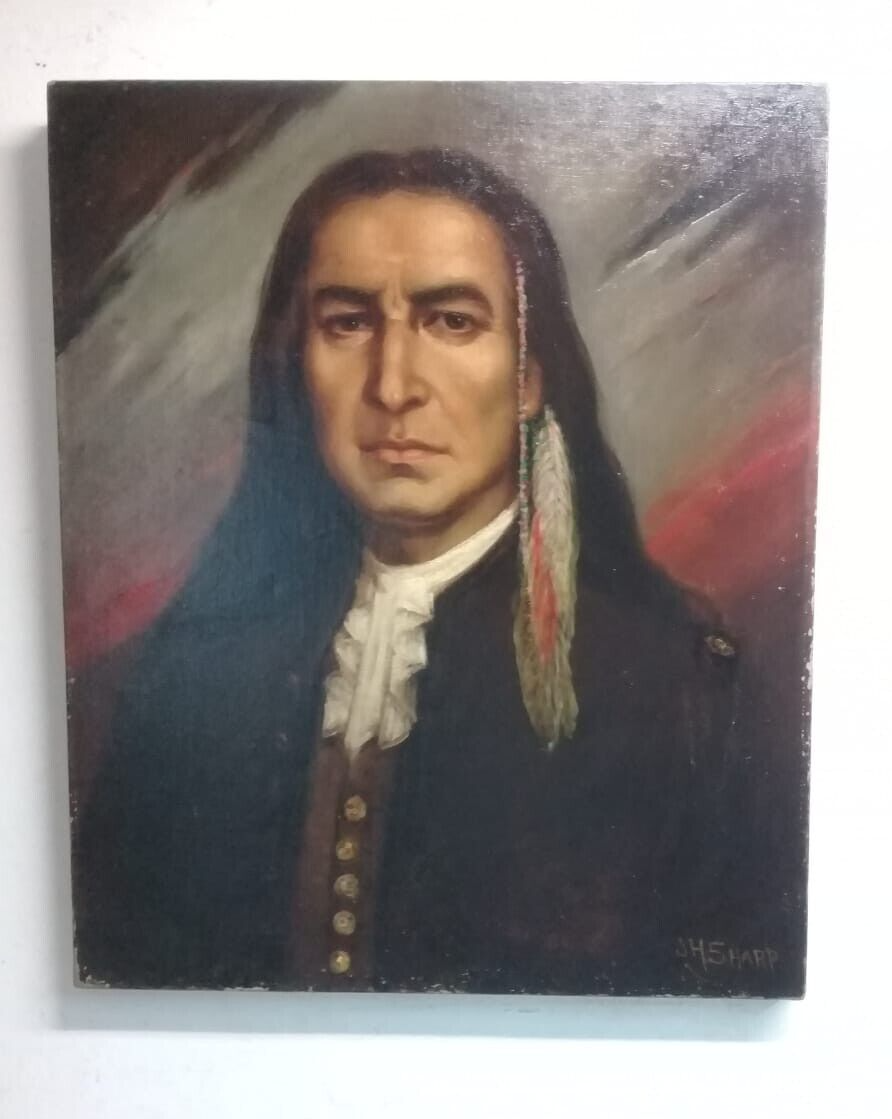 Indian Native - Oil Canvas Painting / Style of Joseph Henry Sharp