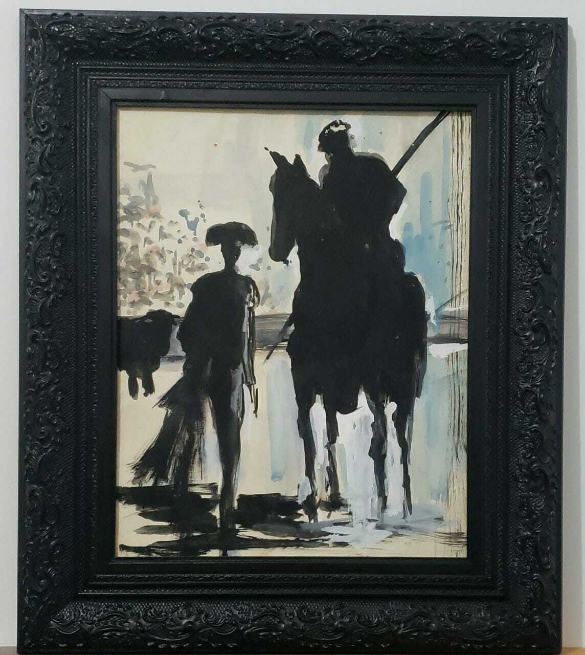 AFTER - Salvador Dalí -  Vintage Art Bull - Oil  Paper - Framed - FINE ART