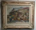 Signed by E. BOUDIN - Fine Antique Oil canvas "Marché aux poissons à Rotterdam" 
