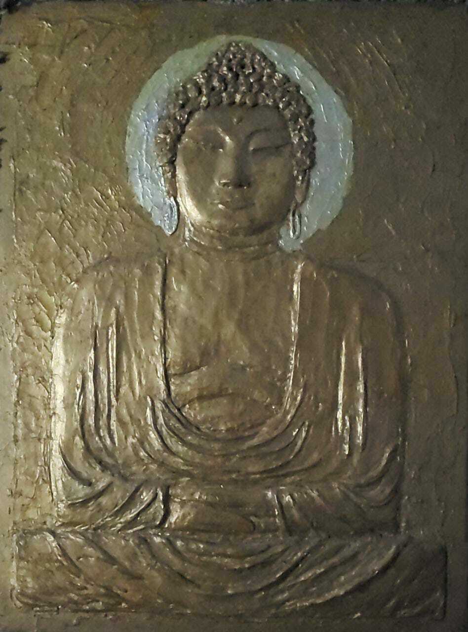 Fine Amazing Orientalism Buddha Artwork Painting 1920s / Rare Piece / Antique