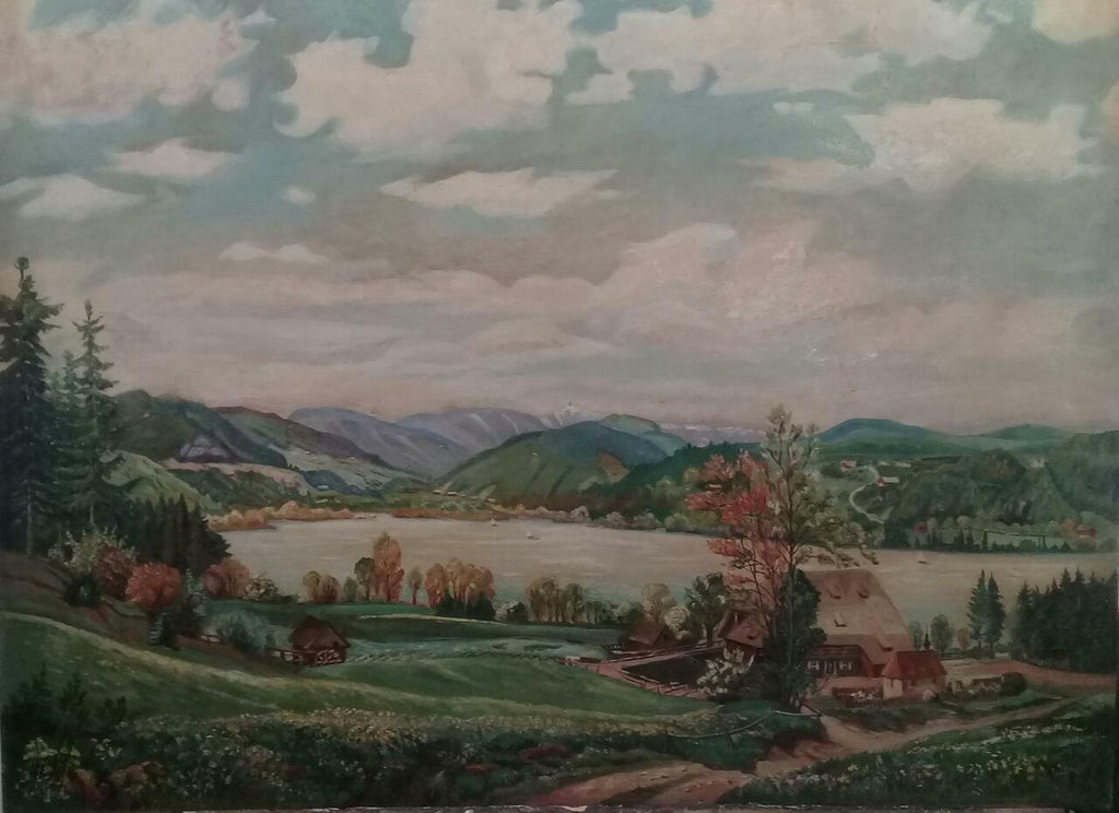 European Master Landscape : Antique Oil canvas Painting Signed J. Haffner Pinx 