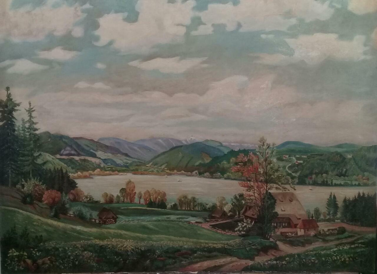 European Master Landscape : Antique Oil canvas Painting Signed J. Haffner Pinx 