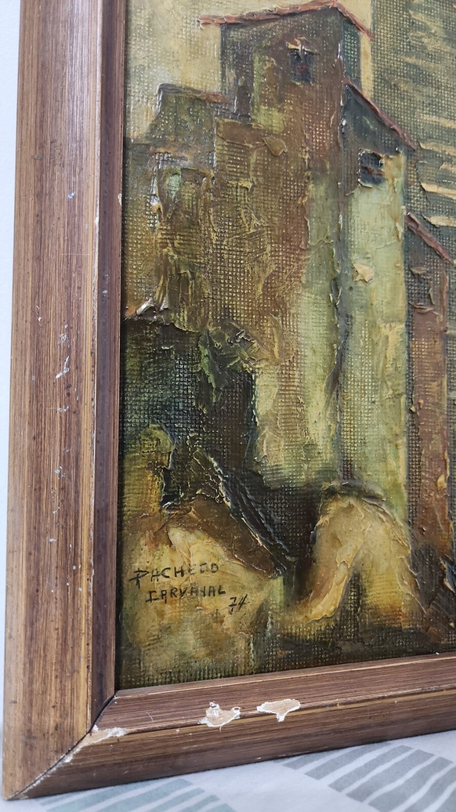 FINE ART - LA PAZ, Bolivia - Pacheco Carvajal - Oil Painting - Signed 1970s 