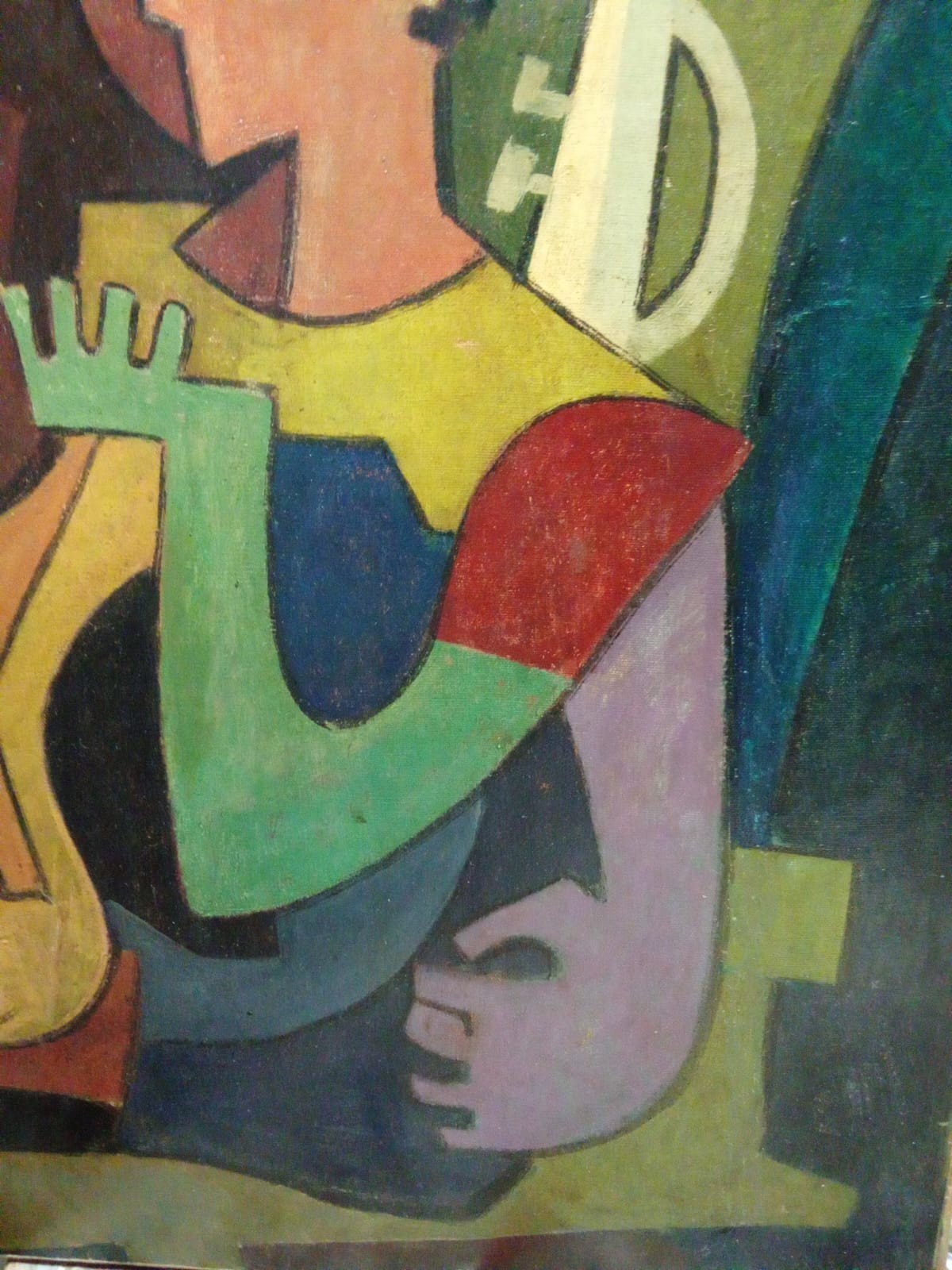 ORIGINAL Cubist Oil Canvas Painting - Signed by SAGASTEGUI 1960s