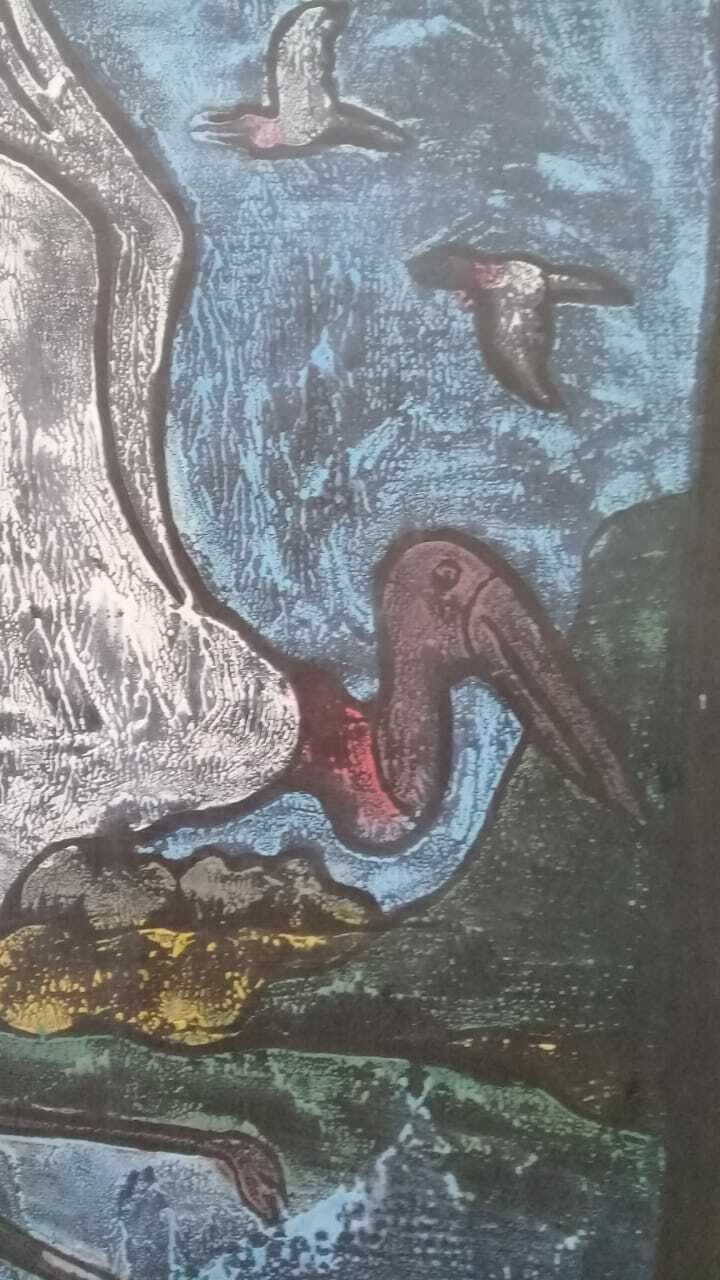FINE Antique Painting Pastel 1987 / Signed / cardboard added to a chipboard