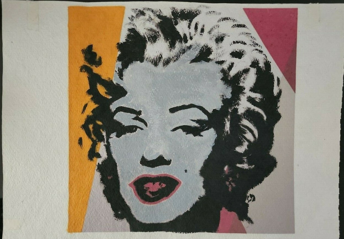 Américan POP MASTER ANDY WARHOL  - Silkscreen painted , Stamp Reverse. AMAZING 
