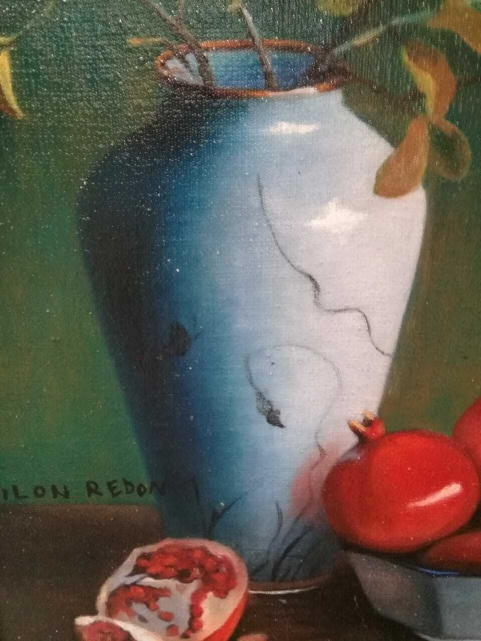 French Master , Odilon Redon - Still Life -  Oil canvas painting / FINE ARTWORK