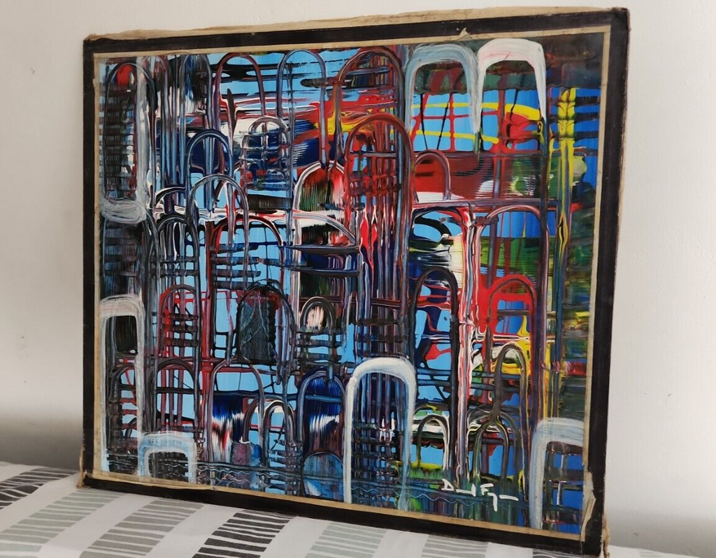 ORIGINAL by Daniel Figari  - Antique Oil on Masonite Painting / Signed / Amazing