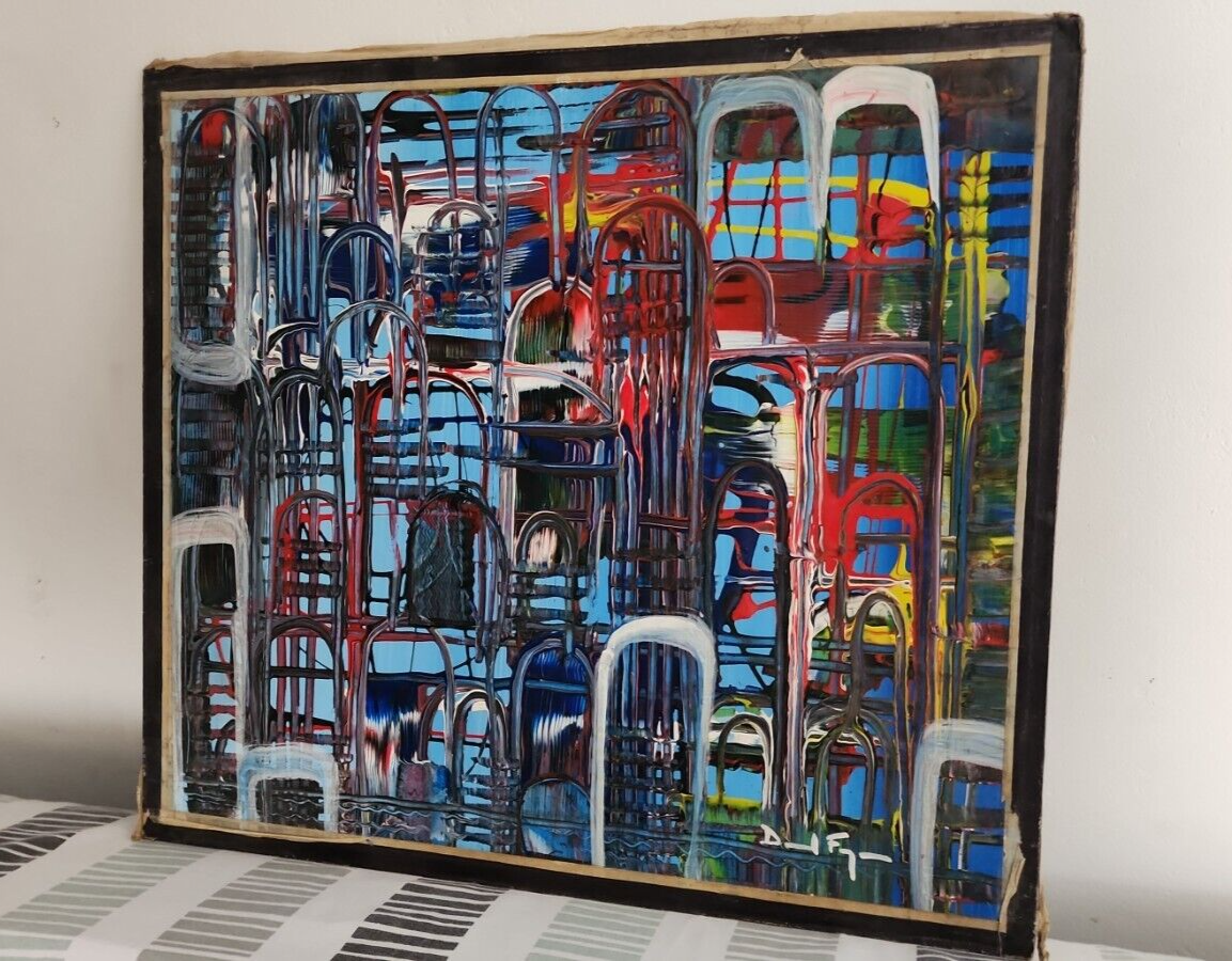 ORIGINAL by Daniel Figari  - Antique Oil on Masonite Painting / Signed / Amazing