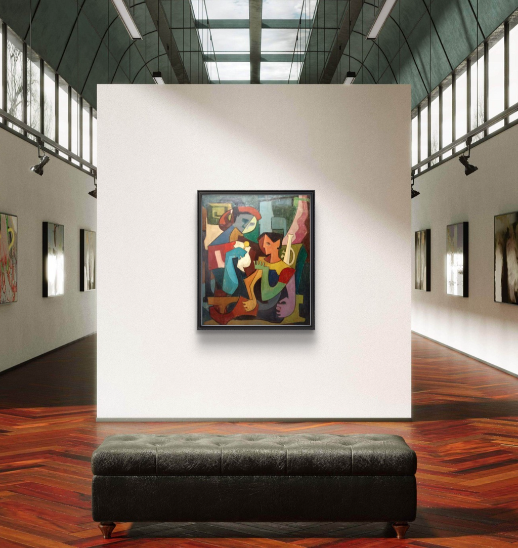 ORIGINAL Cubist Oil Canvas Painting - Signed by SAGASTEGUI 1960s