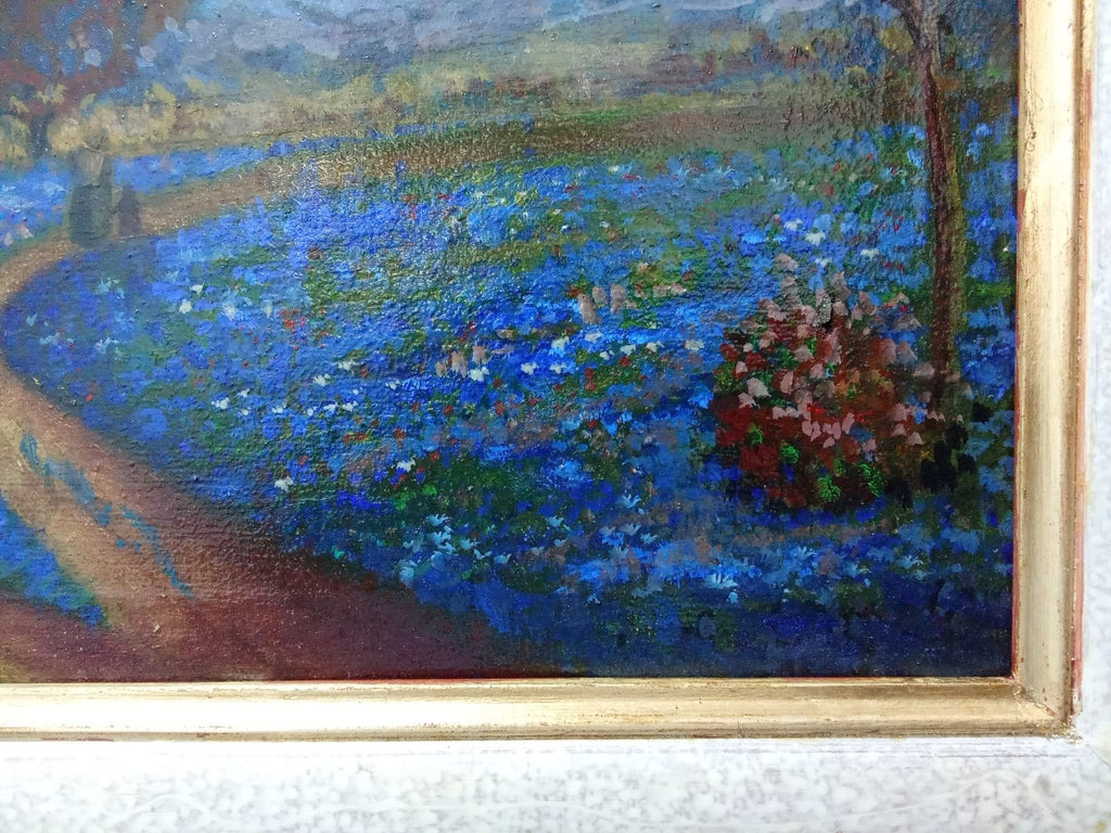 American Texas Master Porfirio Salinas (1910 - 1973) - "Bluebonnets" Oil canvas