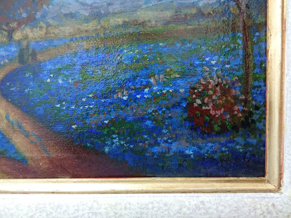 American Texas Master Porfirio Salinas (1910 - 1973) - "Bluebonnets" Oil canvas