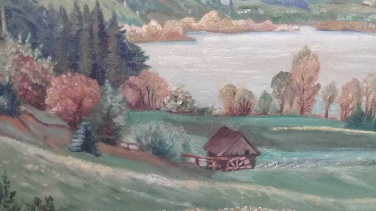 European Master Landscape : Antique Oil canvas Painting Signed J. Haffner Pinx 