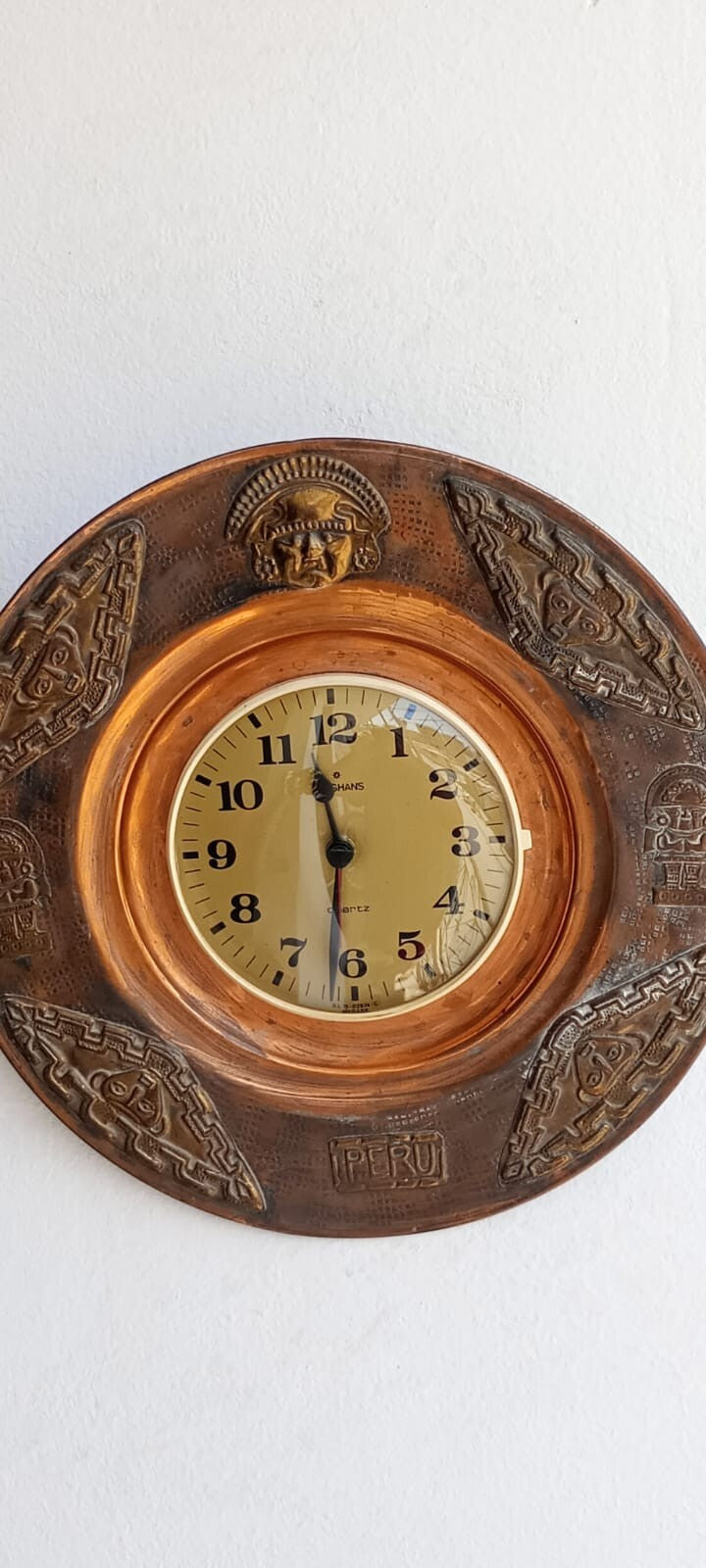 1960's Junghans watch in copper plating with Inca theme