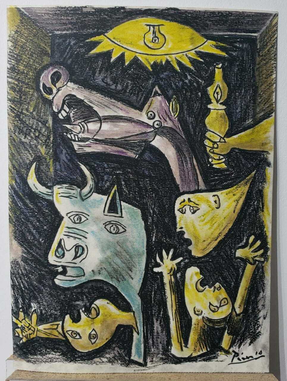 Pablo Picasso -  "Engraving on Cardboard" Colored - After