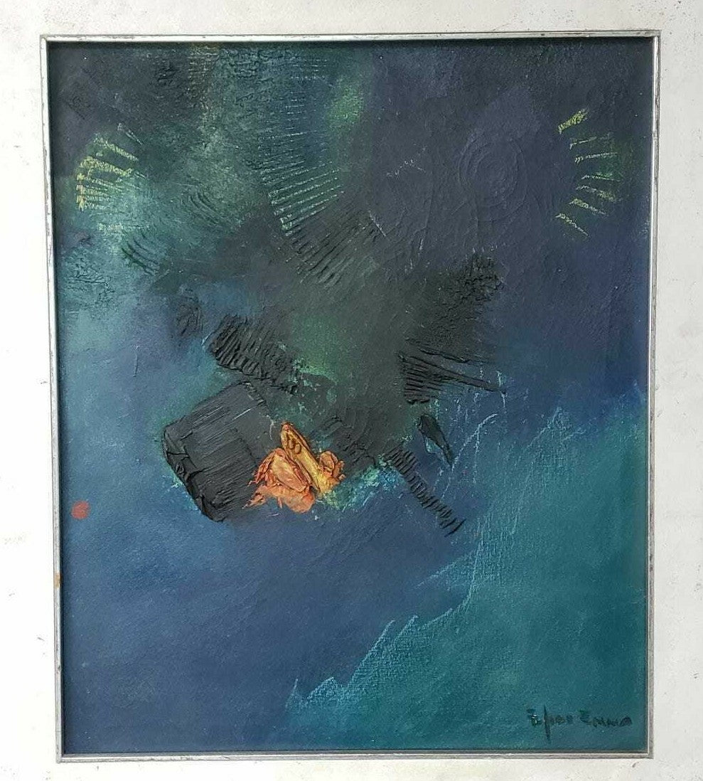 EMMA ELIAS / Antique oil canvas painting / Signed / Abstract Composition