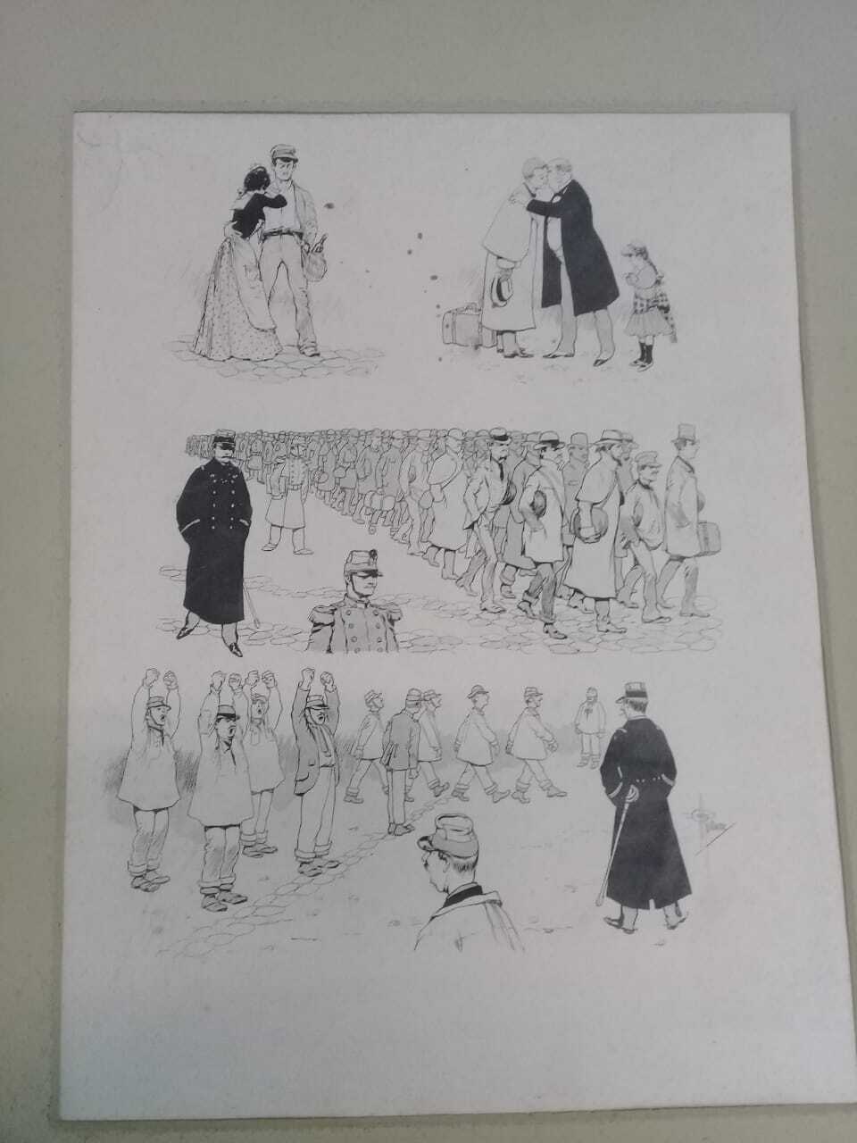 ORIGINAL Ink Cardboard by QUINO - Argentine Cartoonist / Unique Piece