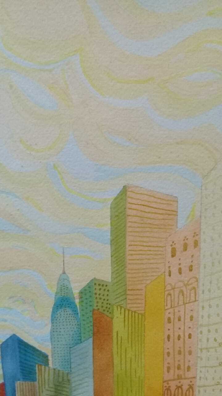James Brooks - Park Ave " Watercolor on cardboard paper"