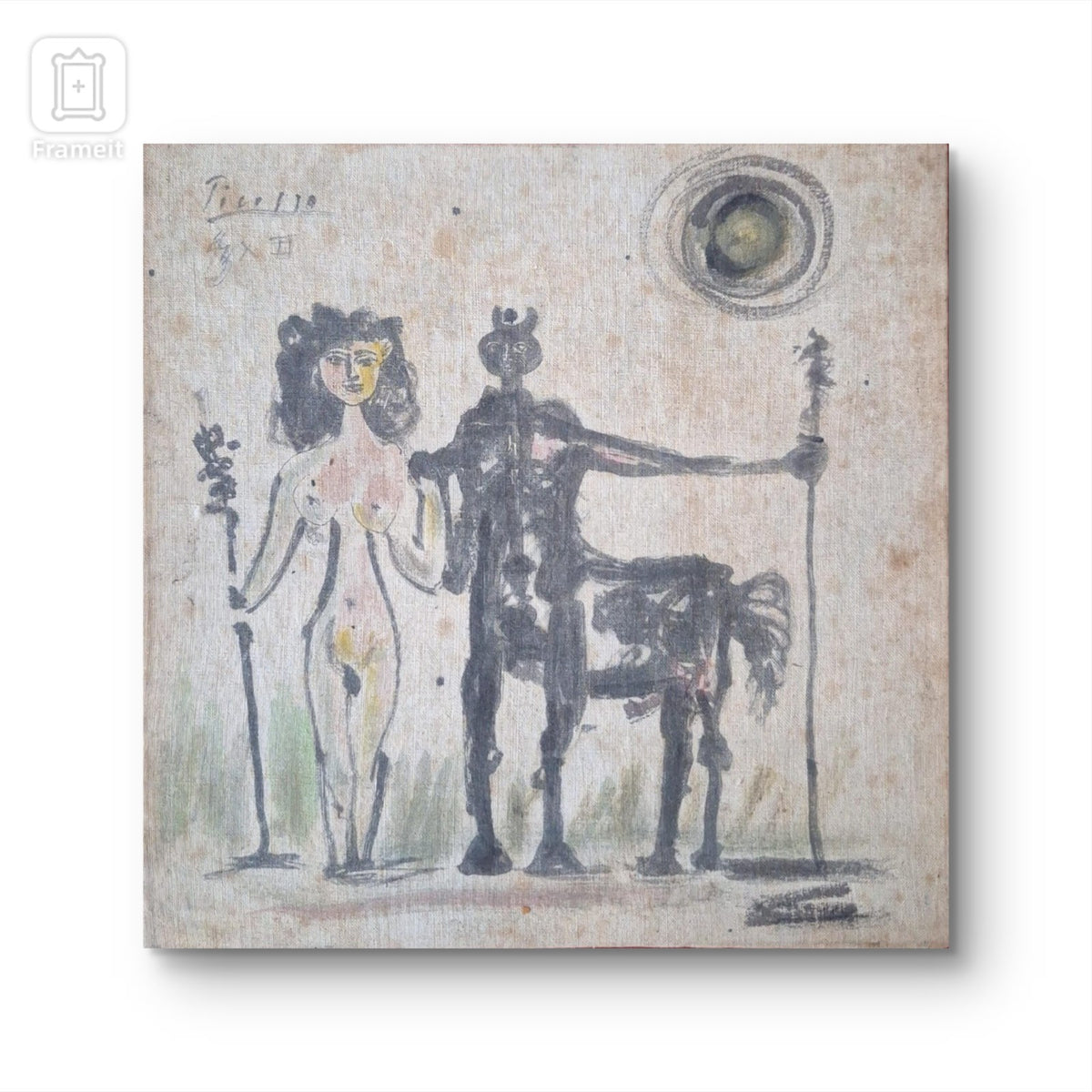 PABLO PICASSO (Spanish/French 1881-1973)  hand-colored linocut & Signed