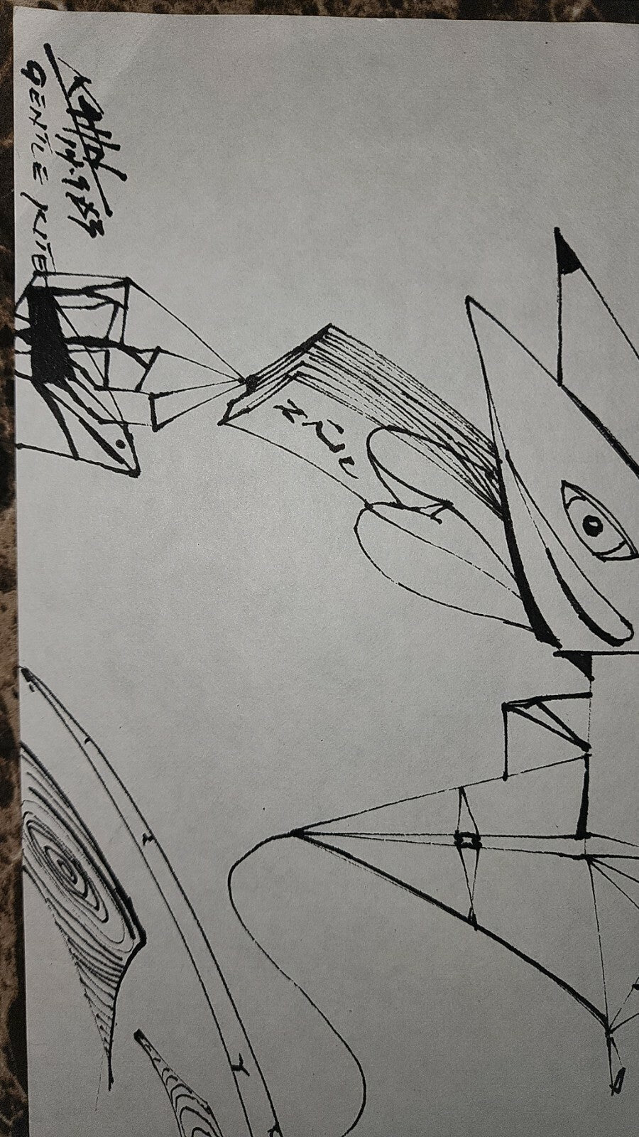 FINE: KAHN 1983 - Ink on Cardboard / Surrealist Art - Super Rare / Amazing Piece
