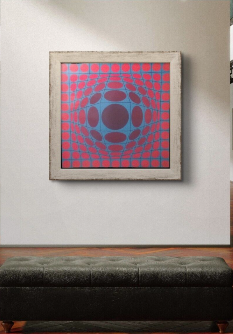 VICTOR VASARELY - "Vega-Nora" Oil canvas painting / style of