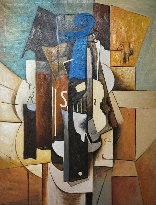 "Style of " Cubist Master Picasso - Vintage Oil Canvas Painting
