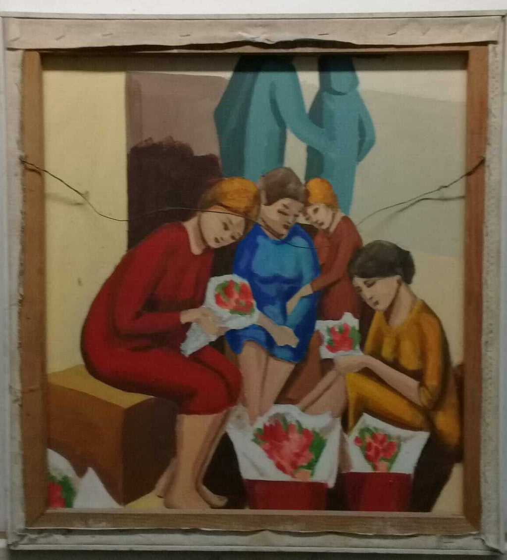 Vilma Miglio - Oil canvas Painting / Booth Sides Painting / Signed / Surrealist 