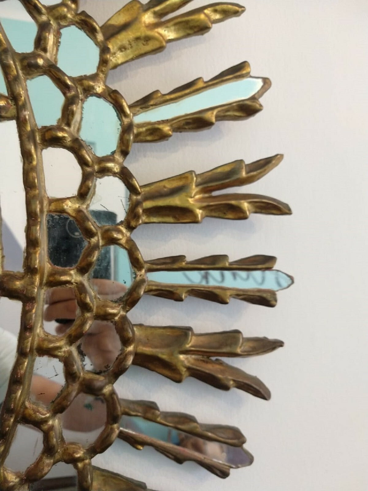 AMAZING Antique Stylish Gold Mirror Oval - Glazed style / Unique Piece A1