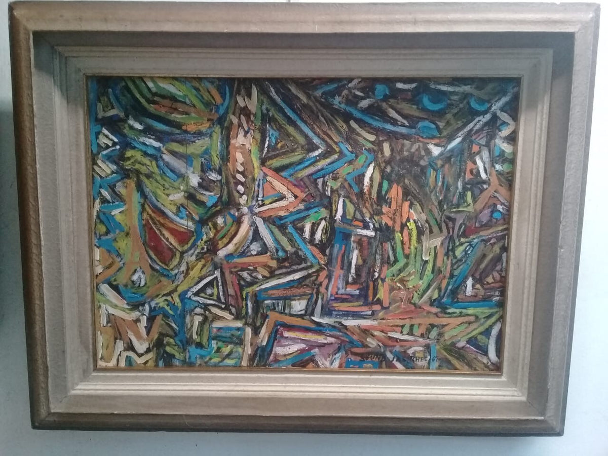 Original Korean Master Painter:  Seund Ja Rhee 1967 Abstract / Oil Canvas