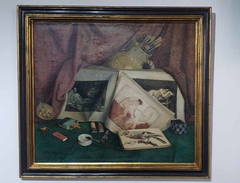 ORIGINAL 1940's  Hyperrealism / OIL CANVAS Painting  By E. HERRERO