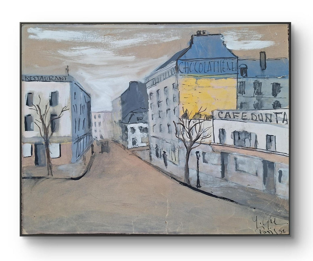 Original French Painting  / SIGNED 1958 - " Chocolathenel"