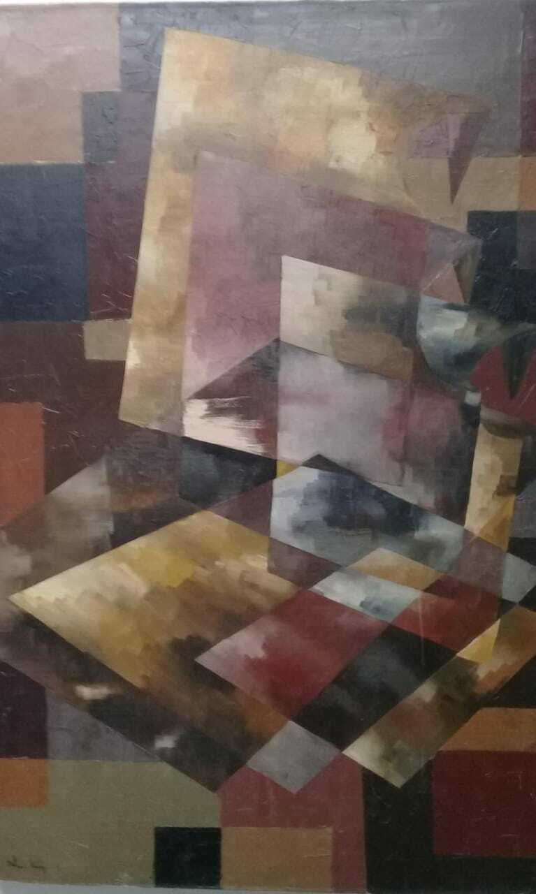 Contemporary Master Antique VTG Cubist Artist - Oil Canvas painting - RARE