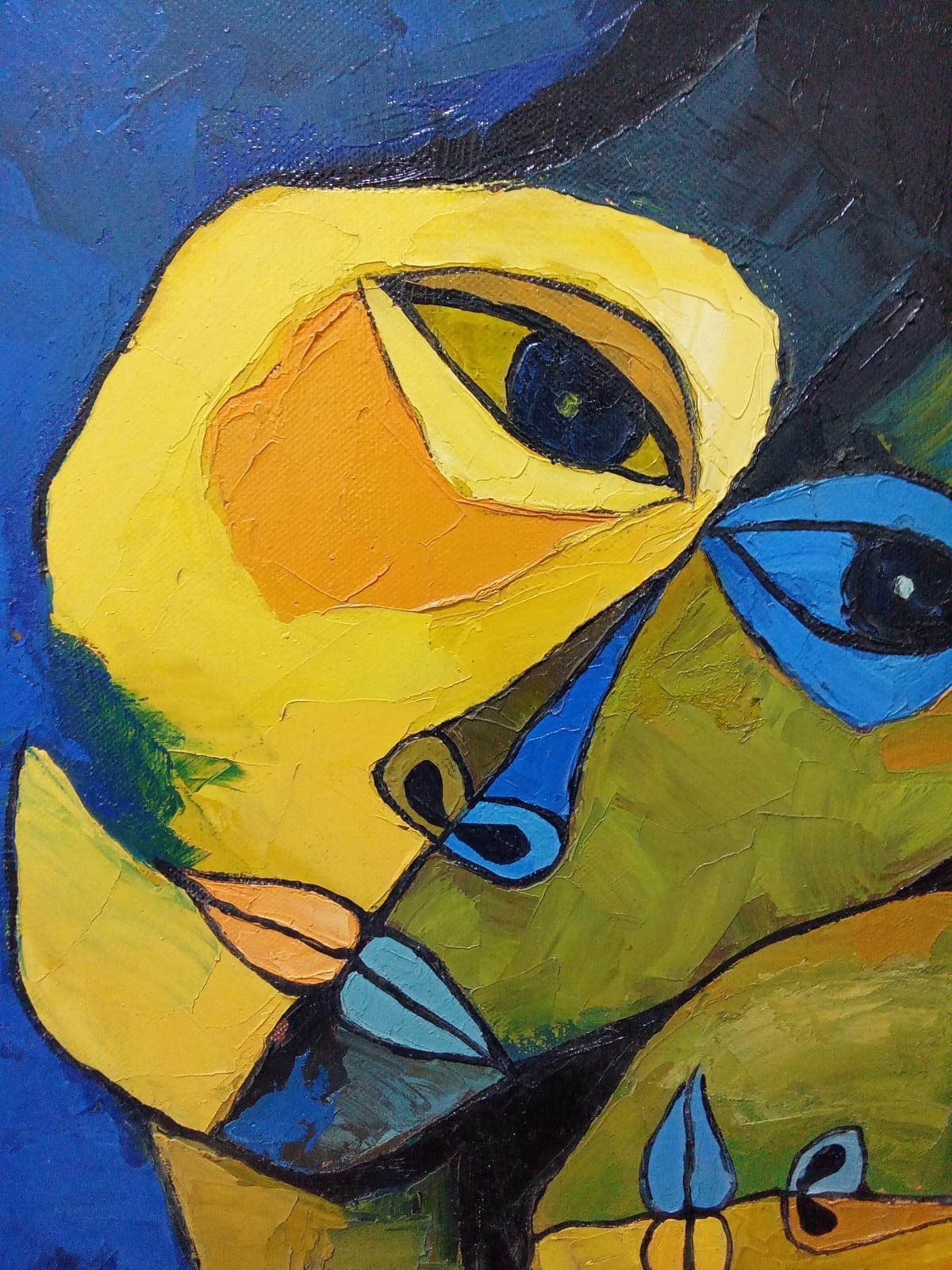 After Oswaldo Guayasamin - Oil canvas painting / Contemporary / Signed