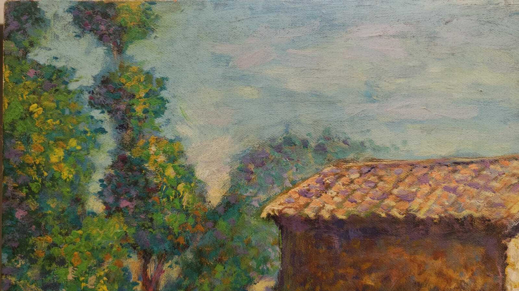FINE Vintage - Styled After:  Seurat - Oil Canvas / Landscape / Signed