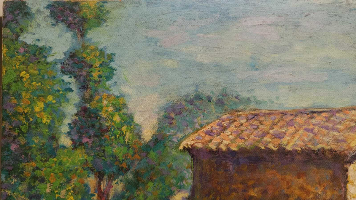 FINE Vintage - Styled After:  Seurat - Oil Canvas / Landscape / Signed