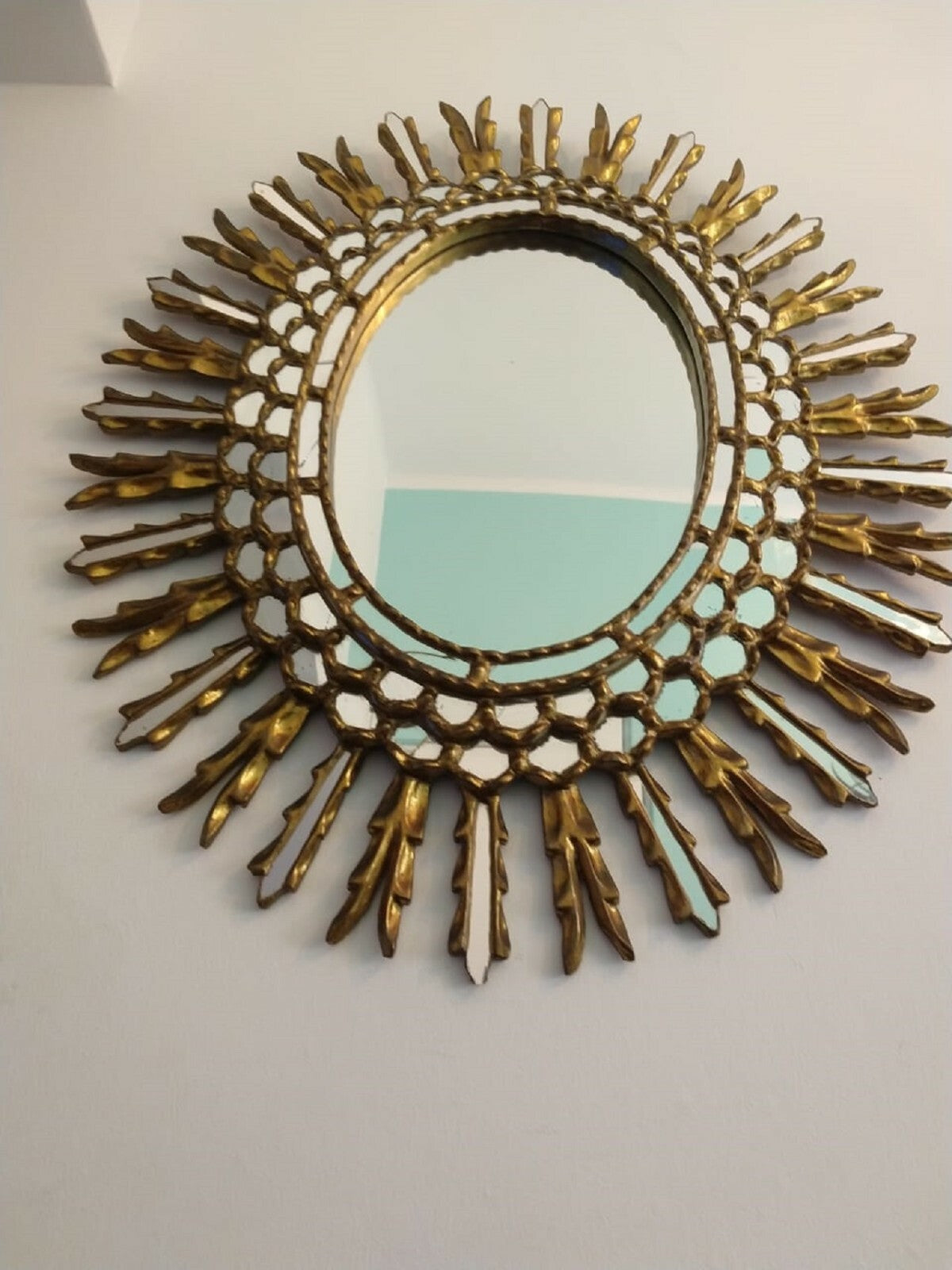 AMAZING Antique Stylish Gold Mirror Oval - Glazed style / Unique Piece A1