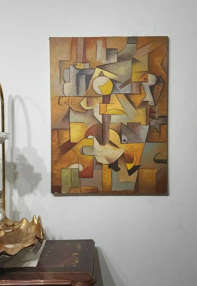 FINE Antique Oil Canvas Painting Cubism / "Style Of Pablo Picasso "IMPRESSIVE"