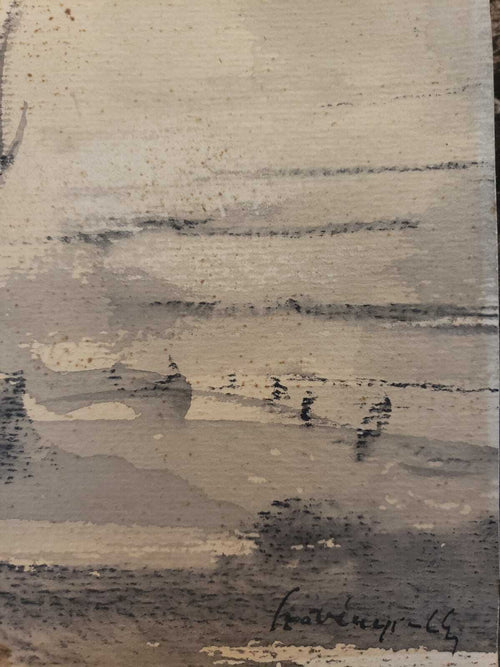 Amazing Art painting , Cardboard European Work Signed: 63 - Extraordinary 