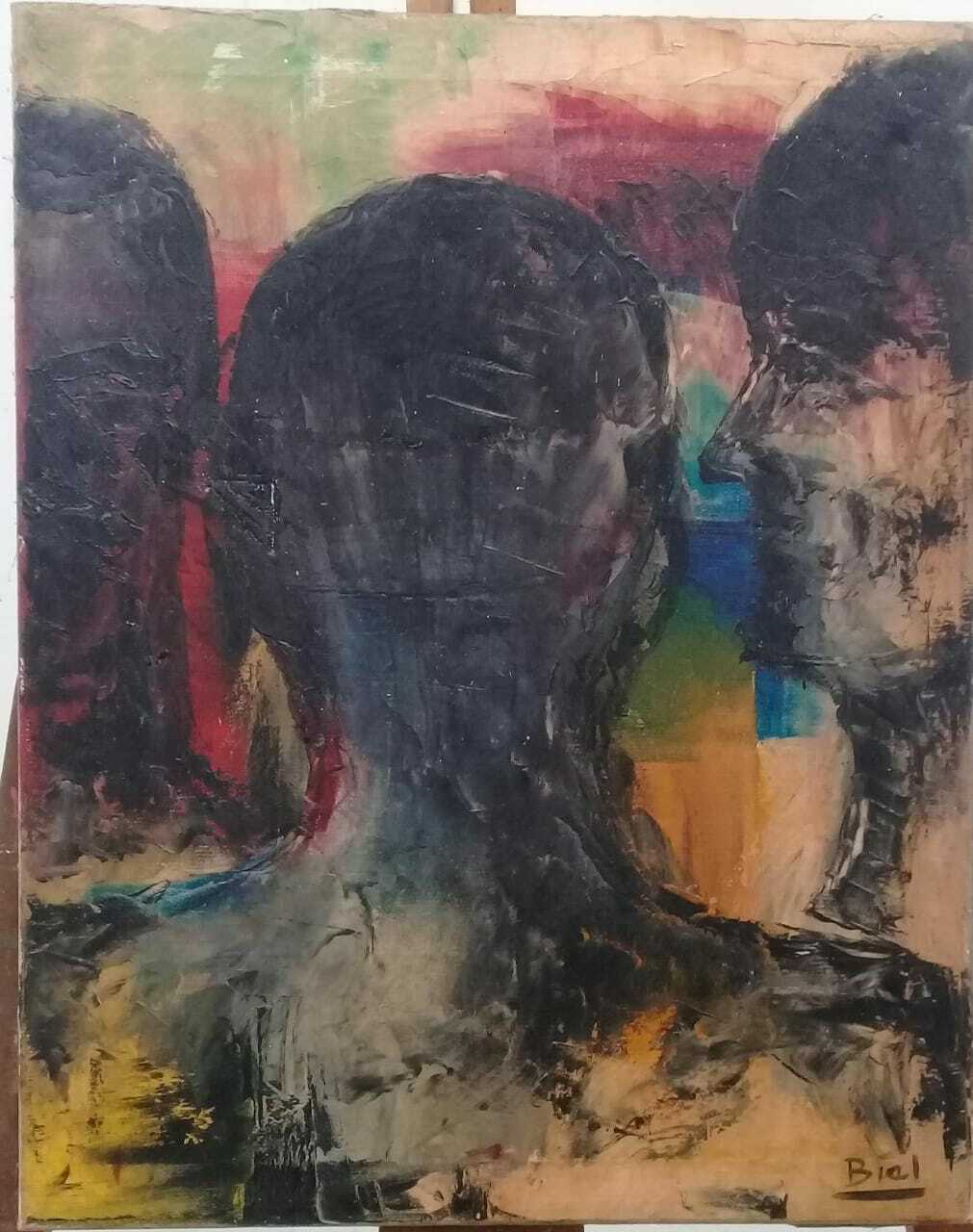 Original: Antique Painting Oil Canvas - Signed: BIEL / Very rare painting 1960s