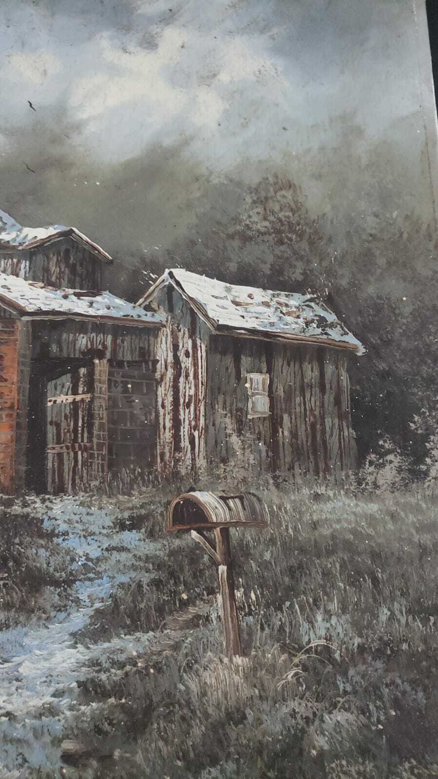 Amazing Composition Painting Oil Canvas - L.CLINT Signed / RARE ART PIECE