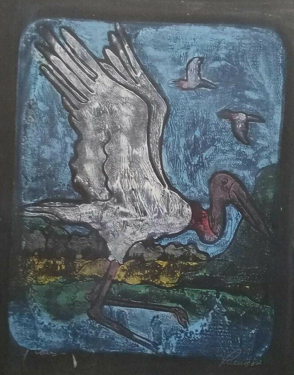FINE Antique Painting Pastel 1987 / Signed / cardboard added to a chipboard