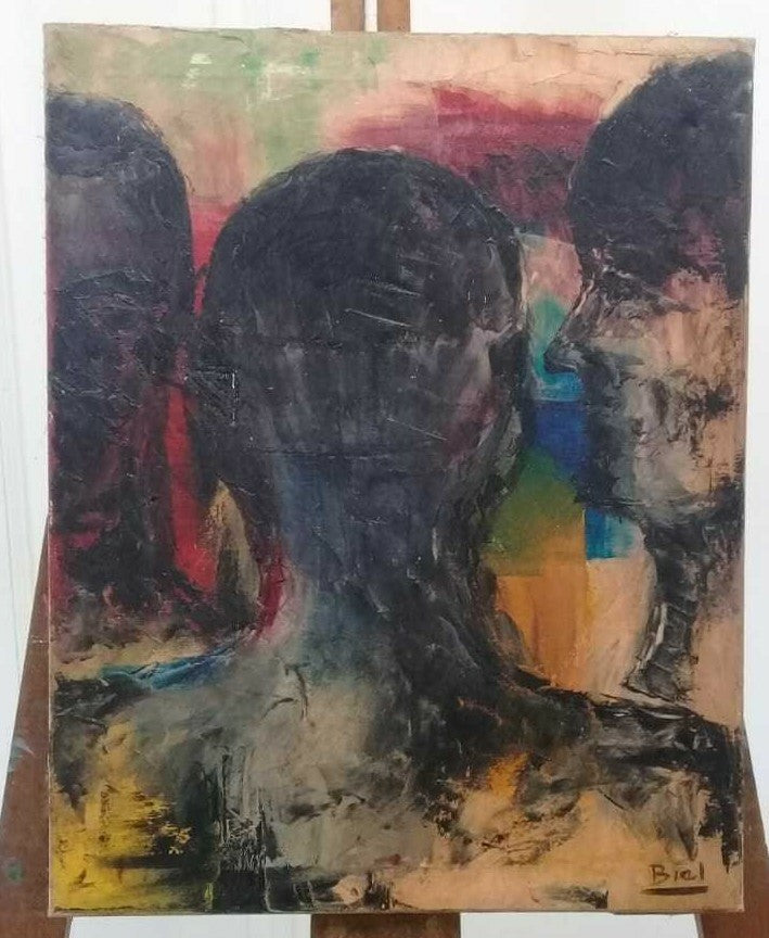 Original: Antique Painting Oil Canvas - Signed: BIEL / Very rare painting 1960s
