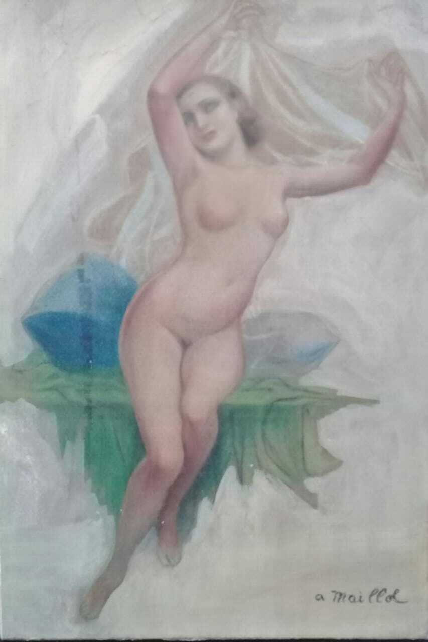 FINE ART - Aristide Maillol - Oil Canvas painting / Signed /  Female Nude / A1