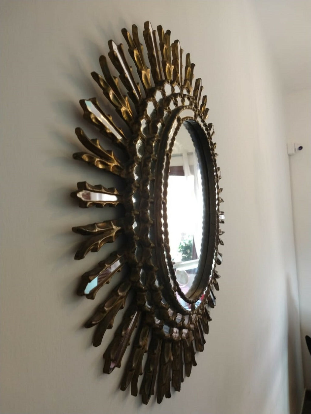 AMAZING Antique Stylish Gold Mirror Oval - Glazed style / Unique Piece A1