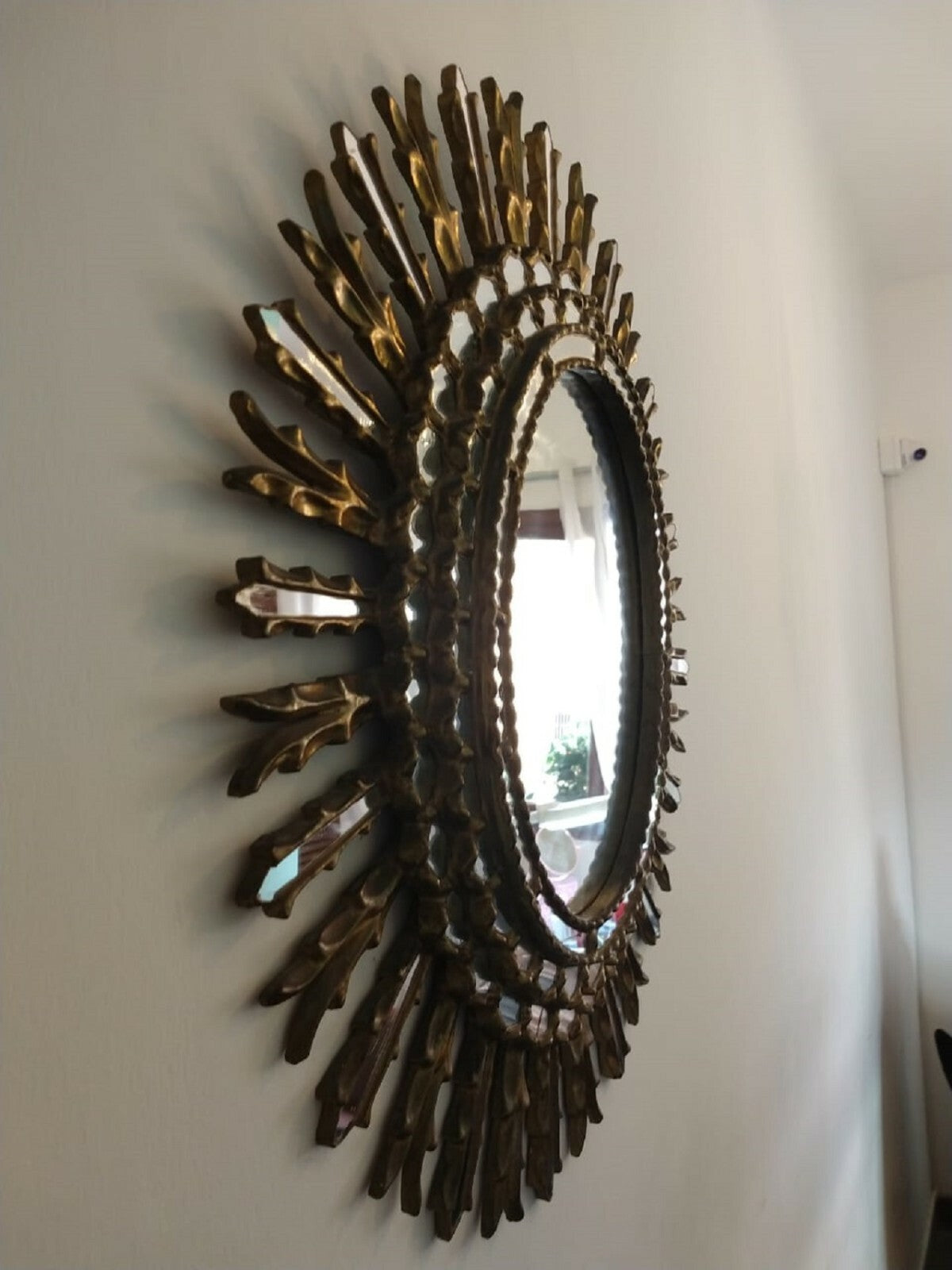AMAZING Antique Stylish Gold Mirror Oval - Glazed style / Unique Piece A1