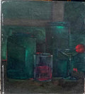 Antique Oil Canvas Painting / Signed / Rare 1960s / Futurism 