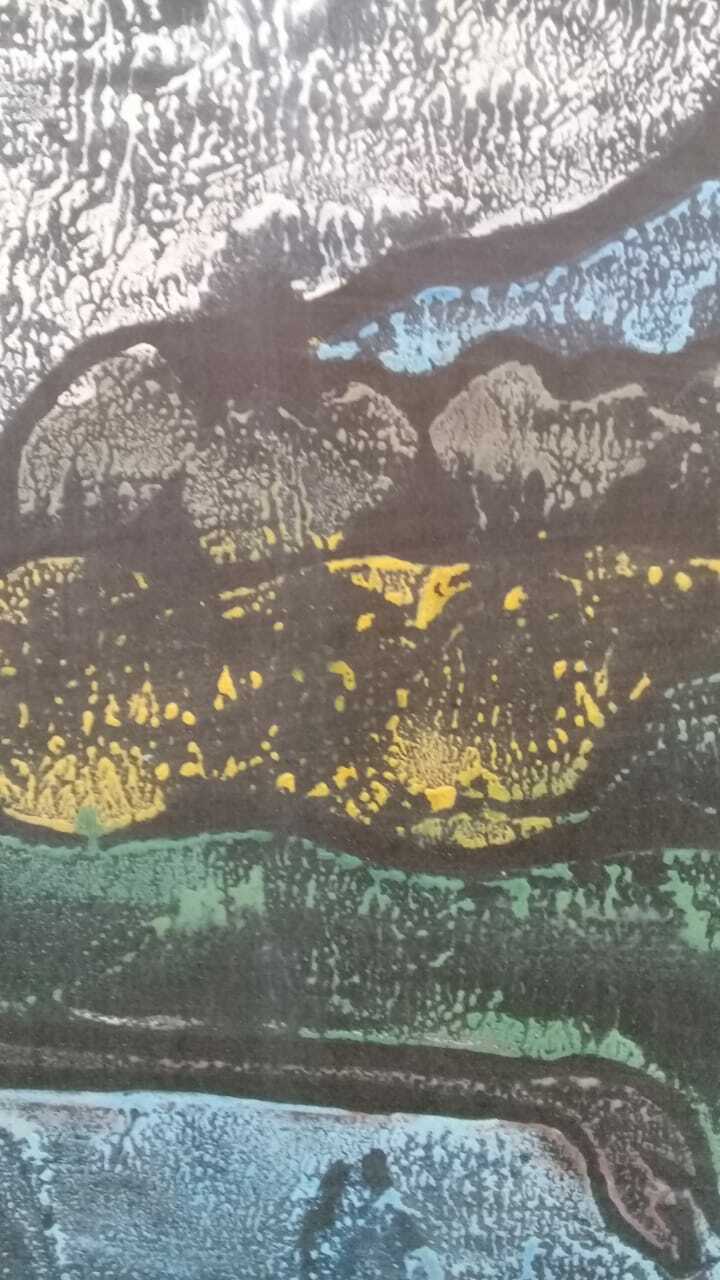 FINE Antique Painting Pastel 1987 / Signed / cardboard added to a chipboard