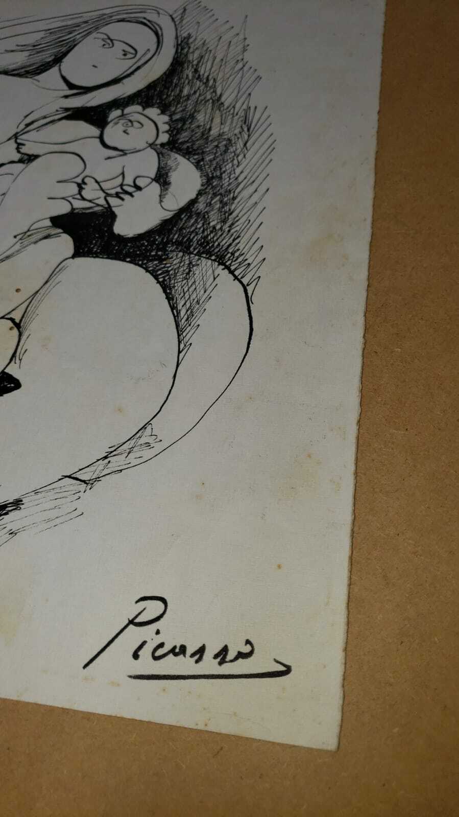 Pablo Picasso "Maternité" / INk & Wash Technique / Signed  / Very rare / Unique