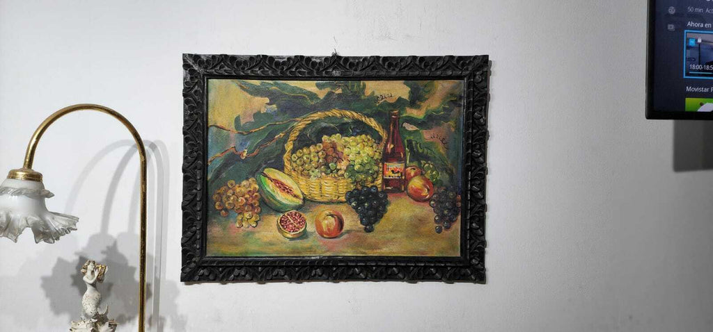FINE Antique Composition Oil Canvas / Still Life  1960's