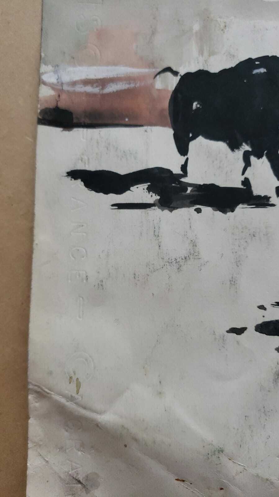 AFTER - Salvador Dalí -  Vintage Art Bull - Oil  Paper - Super Rare / Style of 